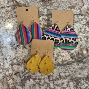 Faux leather earrings. 3 pair for $15